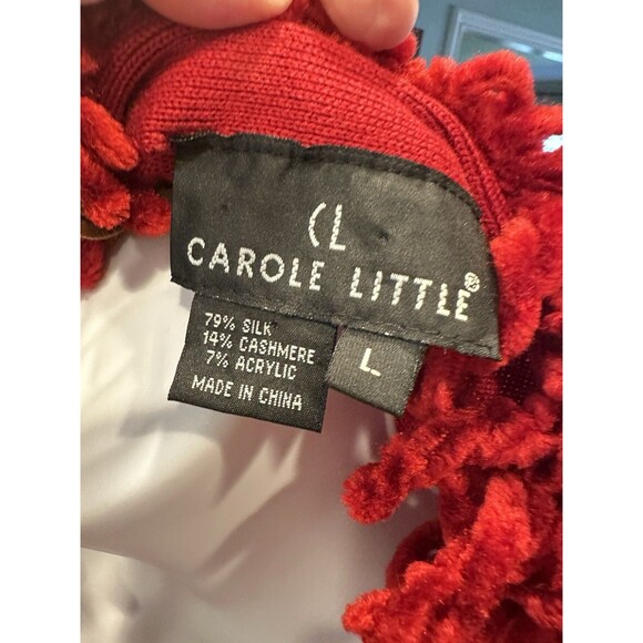 Carole Little silk cashmere Womens Large Red Ruffle waist length see measureme - Picture 5 of 10